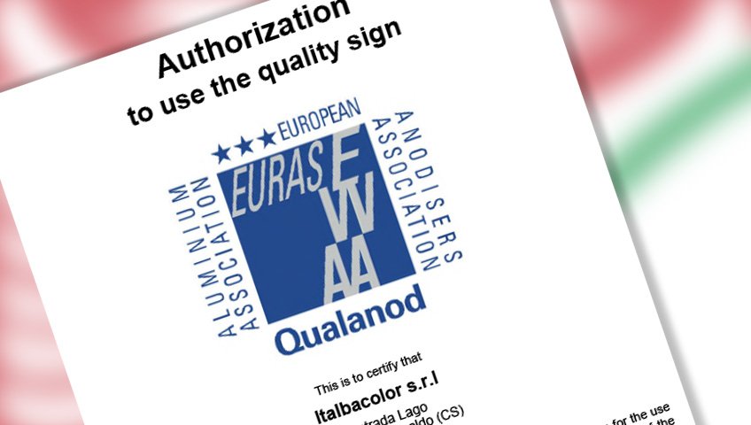 ossidazione anodica: a italbacolor certificazione qualanod